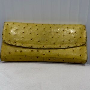 Yellow Ostrich Leather Wallet
